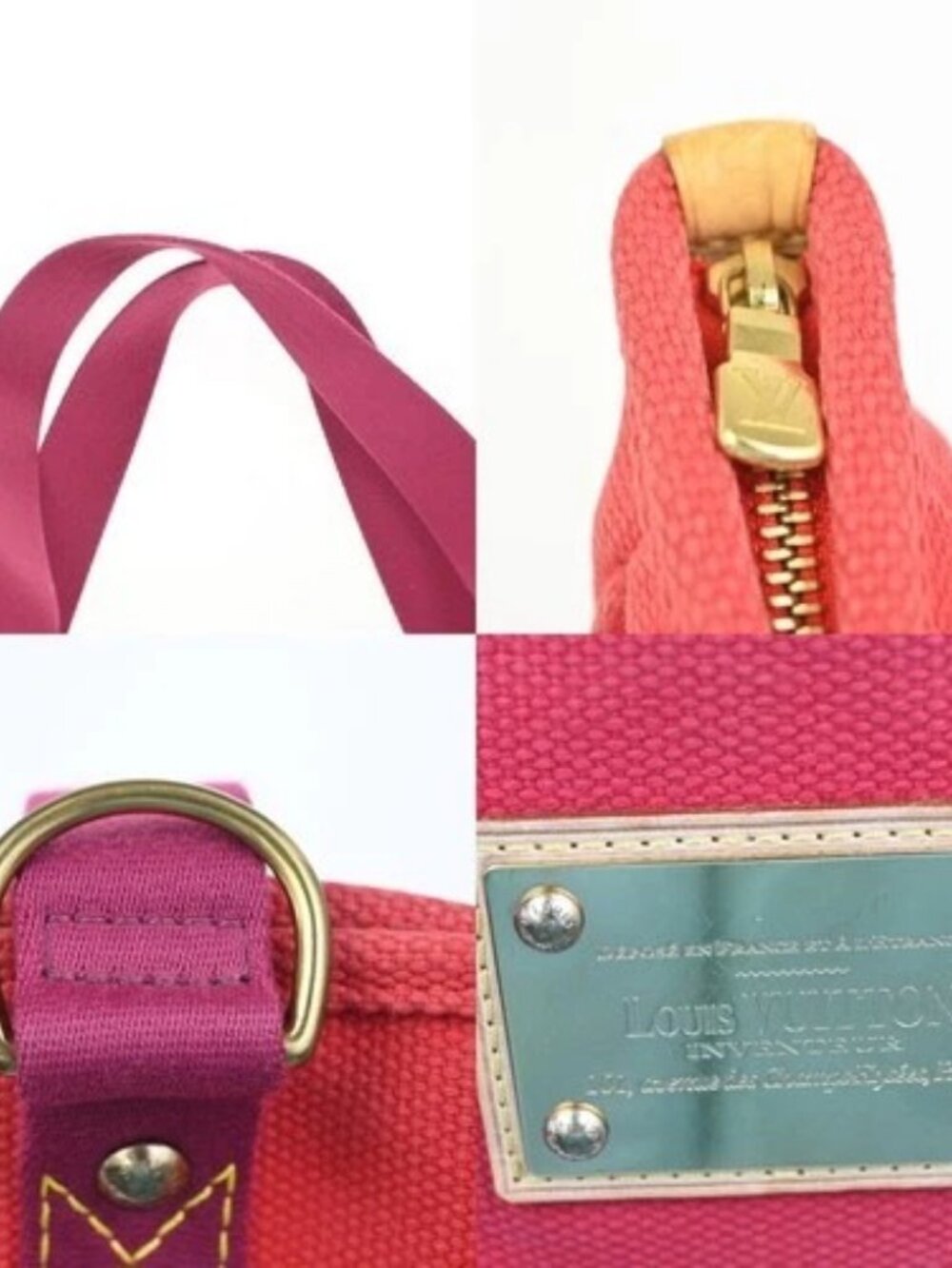 LOUIS VUITTON Cabas MM Shoulder Bag Antigua Canvas Leather Rouge M40034 32ZA237 - Picture 9 of 15